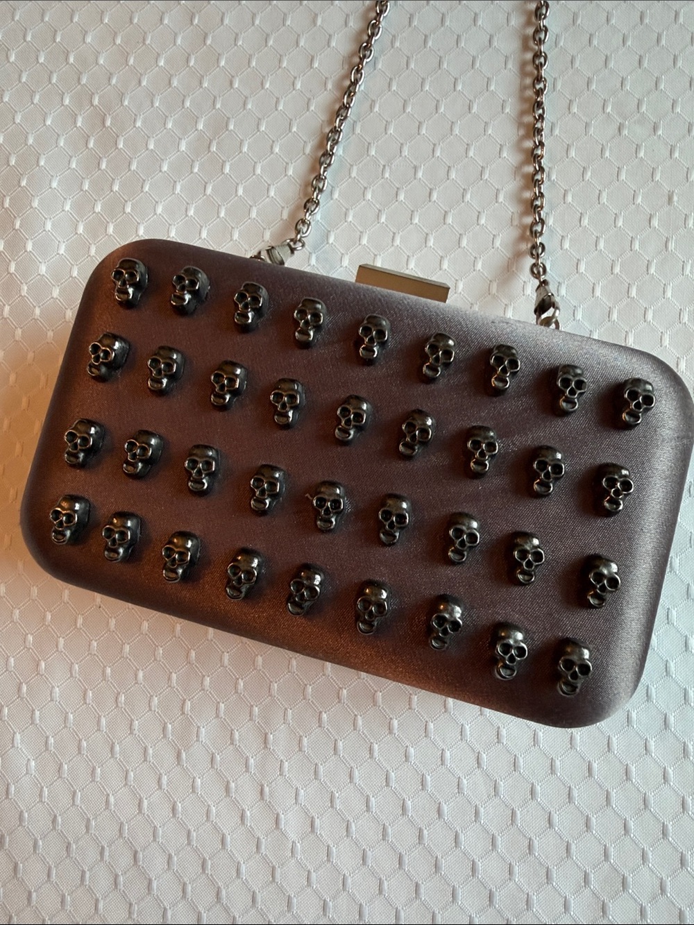 Black Skull-Stud Evening Clutch